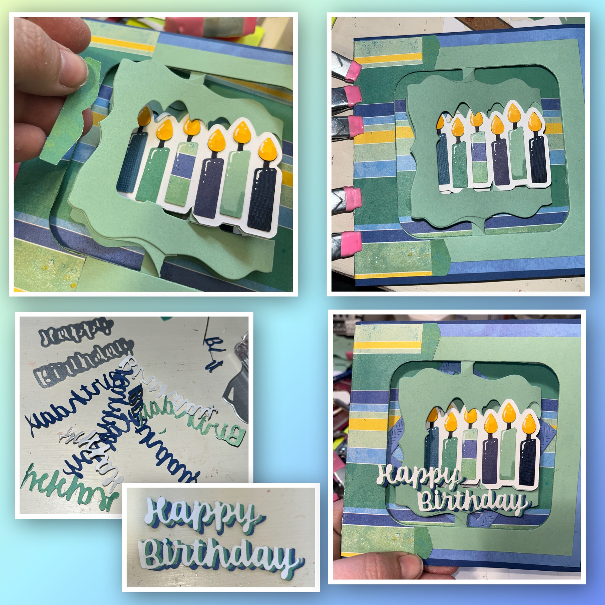 Blue and Green Birthday Candles Card – My Messy Craft Room