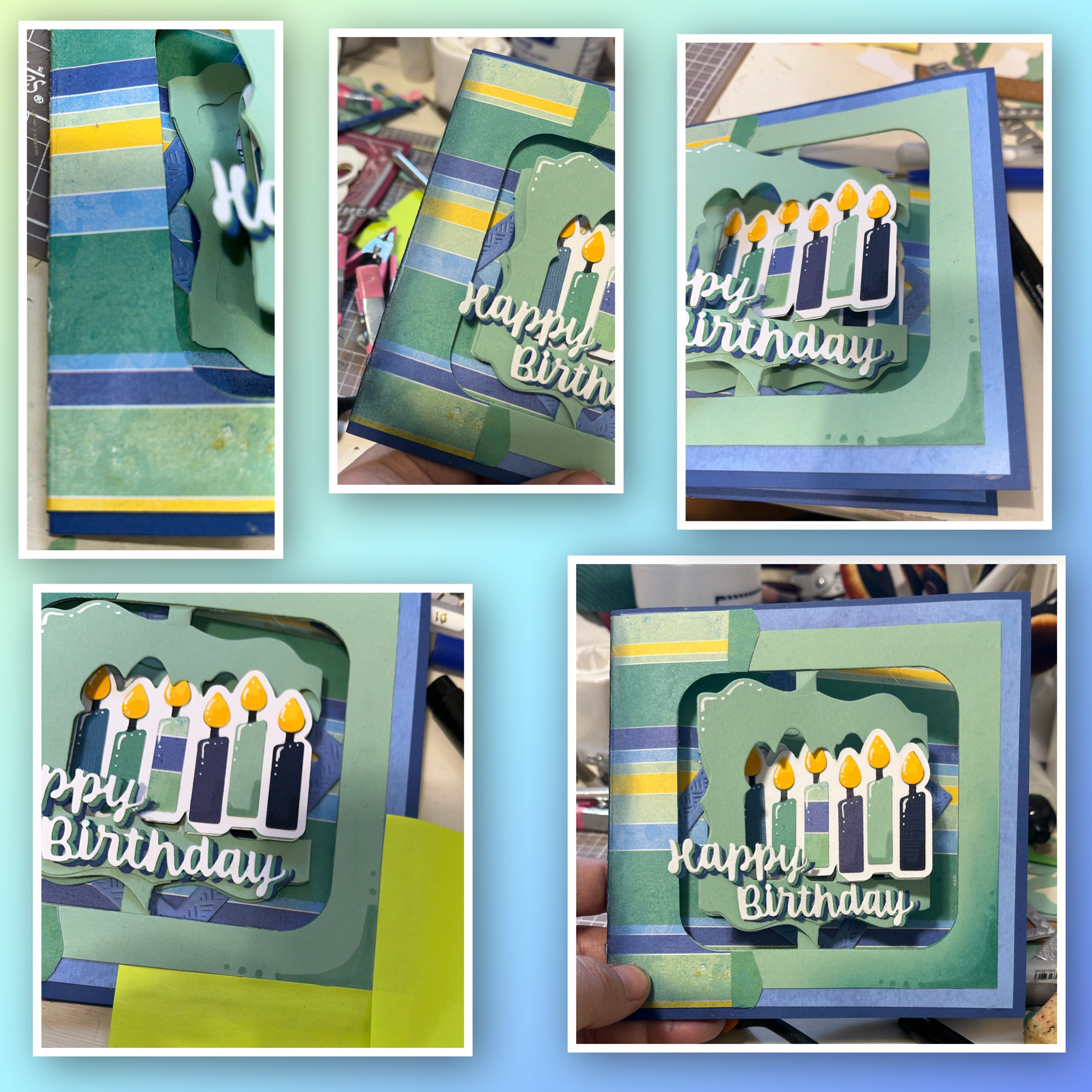 Blue and Green Birthday Candles Card – My Messy Craft Room